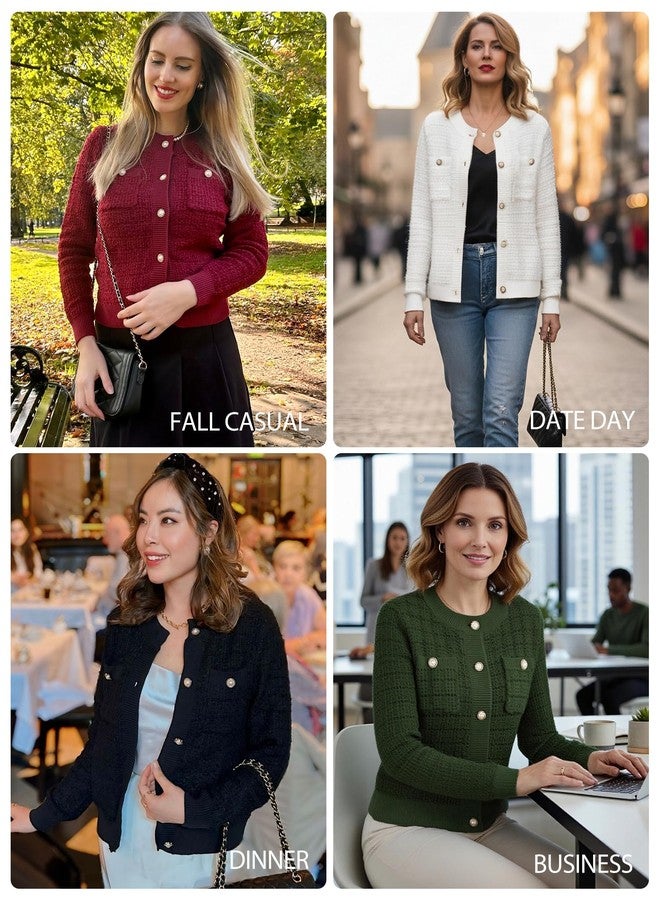 GRACE KARIN Women's Long Sleeve Cardigans Open Front Button Down Sweaters Outerwear Tweed Knit Cute Lady Jacket 2025 Light Blue - Image 3